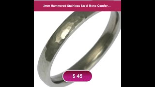 3mm Hammered Stainless Steel Mens Comfort Fit Wedding Band Ring Mens Hammered Wedding Rings Sta [upl. by Llerat]