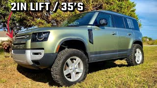 Land Rover Defender Biggest Tires W Lift Rods 35s [upl. by Siaht90]