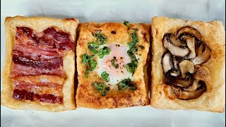 Easiest 3 SAVORY UpsideDown Puff Pastry Breakfast Just Layer amp Bake [upl. by Nodnar913]