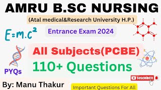 AMRU Bsc Nursing Entrance Exam 2024All Subjects QuestionsPCBE Questions For Entrance ExamPpmet [upl. by Dazhehs]