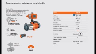 Bomba presurizadora multietapas 1 13 HP TRUPER 102387 PREM113 [upl. by Navinod131]