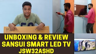 SANSUI LED SMART TV  JSW32ASHD  ANDROID TV  UNBOXING REVIEW amp PRICE  WALL MOUNASSEMLBY PROCESS [upl. by Acilejna]