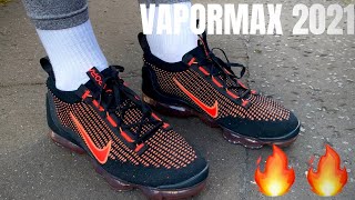 Nike Vapormax 2021 Black amp Crimson  Up Close  On Feet [upl. by Amzaj]