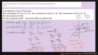 A Collection of Maths Problem Solving Questions251 Coordinate Geometry  Proof [upl. by Alaj]