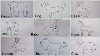 how to draw different types of animals drawing easy step by stepDrawingTalent [upl. by Cia]