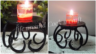 Old Metal Bangles Craft Idea  DIY Candle Stand  Best Out Of Waste [upl. by Philana32]