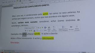 Funções Sintáticas Predicativo do Complemento Direto [upl. by Eralc298]