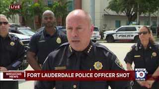 Police provide update on Fort Lauderdale officer shot at hotel suspect dead [upl. by Anirdnajela]