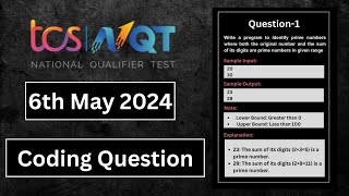 TCS NQT 6th May Coding Questions Solutions  Shift2 Coding Questions with Solutions [upl. by Farron]