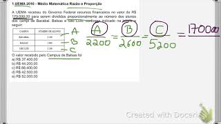 dica01 para CFOUEMA Razão e Proporção [upl. by Robinet]