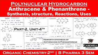 Polynuclear hydrocarbons  Anthracene  Phenanthrene  Synthesis ReactionsUses  P2Unit4 POC2 [upl. by Restivo278]