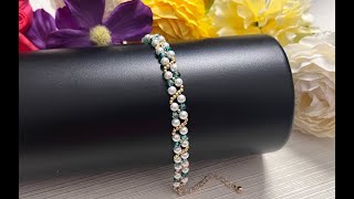 How to make an elegant pearl and crystal rondelle bracelet  quick and easy  DIY Wedding jewelry [upl. by Ahscrop]