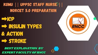 INSULIN TYPES  ICP  STROKE MANAGEMENT Special MCQs kgmu uppscstaffnurse norcet5 rnccnursing [upl. by Rehnberg]