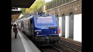 ORTS CABRIDE PARIS  MONTPARNASSE A MANTES  LA  JOLIE en BB 27300 TIRANT UNE VO2N TRANSILIEN [upl. by Ennovihs]