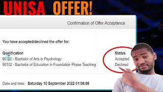 How to acceptdecline an Offer at UNISA for 2023 online UNISA 2023 Admissions [upl. by Audun]