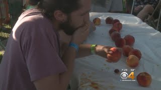 Man Eats 11 Peaches To Win Peach Eating Contest In Palisade [upl. by Coney896]