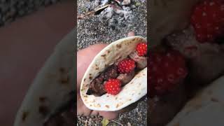 my infamous steak  salmon berry tacos TikTokCooks steak salmonberries foryoupage fypシ [upl. by Annahtur]