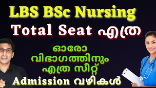 BSc Nursing Total seat ഓരോ വിഭാഗത്തിനും എത്ര സീറ്റ് LBS BSc Nursing admission 2022 lbscentrein [upl. by Niven986]