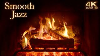 🔥 Crackling Fireplace amp Smooth Jazz Music Ambience  4K Cozy Night Jazz Ambience [upl. by Alesram]