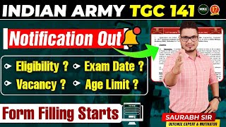 Indian Army TGC 141 Notification Out  TGC 141 Age Vacancy Eligibility  Technical Graduate Entry [upl. by Shulins]