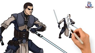 How To Draw Starkiller Dark Jedi  Star Wars Tutorial [upl. by Betthezul]