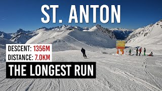 1356m descent from Schindler Spitze to St Anton am Arlberg UltraHD 4K [upl. by Oremar]