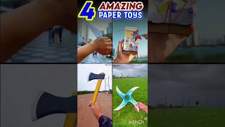 4 Amazing paper toys  how to make boomerang  paper ninja star launcher  paper kunai [upl. by Teloiv]