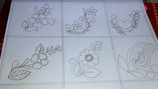 Hand drawing 6 type flower all over design for embroideryAll over embroidery flower design drawing [upl. by Ij]