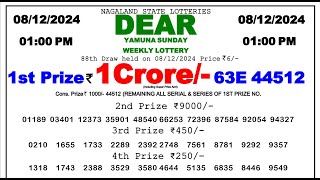 Nagaland Lottery Sambad 1pm 081224 Dear Lottery Result Pdf Fax [upl. by Arrimat]