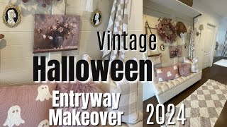 SPOOKY VINTAGE HALLOWEEN ENTRYWAY MAKEOVER 2024  DIY ENTRYWAY AND DECORATING IDEAS FOR HALLOWEEN [upl. by Enimzaj]