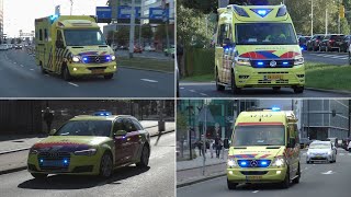 Luchthoorn Verschillende Ambulances Transplantatieteam en Brandweer met spoed in Rotterdam [upl. by Niamor225]