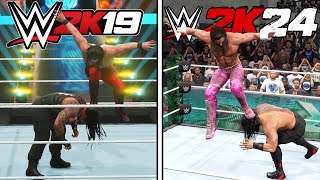 WWE 2K19 vs WWE 2K24  Finishers Comparison [upl. by Nnylrahc834]