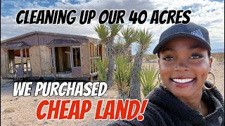 CLEANING OUR 40 ACRES WITH AN ABANDONED HOUSE WE PURCHASED FOR 20K [upl. by Rust]