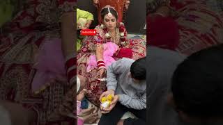 NAYI DULHAN KA GRIHA PRAVESH❤️👣  RITUAL AFTER WEDDING  ​⁠​⁠RajatSwatiVlogs shorts [upl. by Crisey]