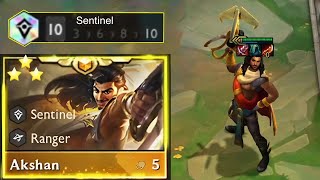 3 Star Akshan ⭐⭐⭐ ft 10 Sentinel   TFT SET 55 [upl. by Darice85]