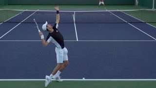 Novak Djokovic Serve In Super Slow Motion 3  Indian Wells 2013  BNP Paribas Open [upl. by Neibaf817]