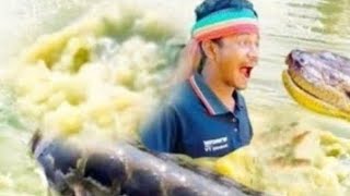 ANACONDA ATTACKS fishing boy in water  Ataque de anaconda  fun made movie [upl. by Paik]