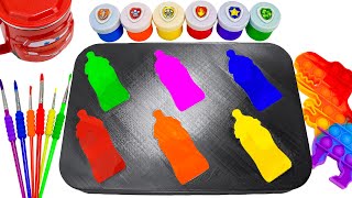 Satisfying Video l How to make Rainbow Milk Bottles for Lollipop Candy into Playdoh Cutting ASMR [upl. by Ragland]