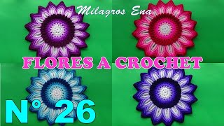 Como tejer la Flor N° 26 a crochet para aplicar en tapetes centros de mesa y cuadrados para colchas [upl. by Etnud]