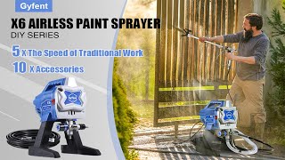 Gyfent X6 031GPM 3000psi High Efficiency Airless Sprayer for House Painting DIY Furniture [upl. by Nollid958]