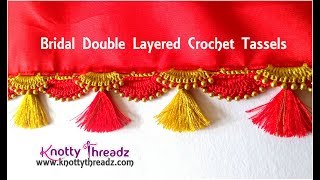 How to make Double Layered Crochet Saree Tassels Tutorial Highly Requested  wwwknottythreadzcom [upl. by Edee]