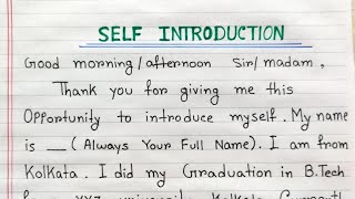 Self introduction for interview  How to introduce yourself Tell me about yourself interview [upl. by Nylassej315]