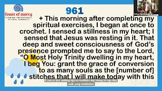 Faustina Daily Diary 961 Stitches and Saving Souls [upl. by Aicad199]