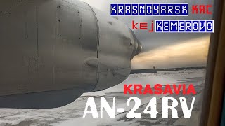 Flight on Antonov An24RV of KrasAvia  KrasnoyarskCheremshanka to Kemerovo [upl. by Zsazsa]