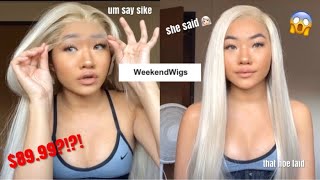 SHE SAID 👩🏻‍🦳 ASH PLATINUM BLONDE WIG REVIEW Ft WeekendWigs [upl. by Lamaaj981]