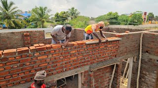 Brickwork TechniquesBuilding Roof Level Bricklaying Perfect with BricksBricklaying Roof [upl. by Roxanne]