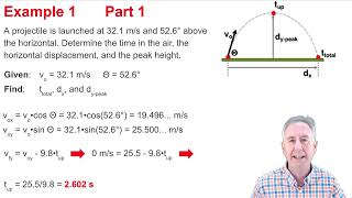 Example Problem  Angle Launched Projectile [upl. by Lerim]