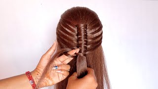 Latest elegant open hairstyle for festival  hairstyle for outgoing  beautiful hairstyle  ponytail [upl. by Alba]