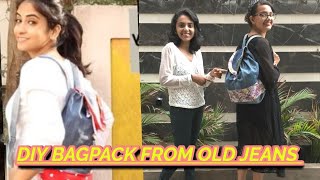 We tried slick and natty’s DIY NO SEW BAGPACK FROM OLD JEANS [upl. by Malorie]