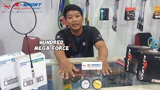 REVIEW RAKET BADMINTON HUNDRED MEGA FORCE 🏸  INDO SURYA SPORT [upl. by Bounds]